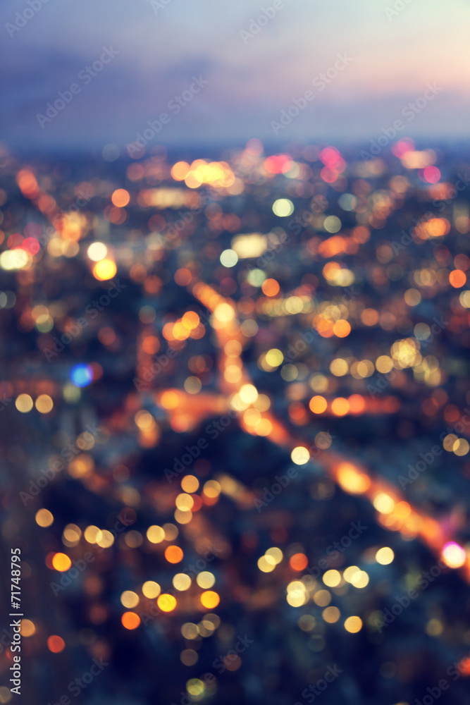 Fototapeta premium bokeh (out of focus) night London, view from shard, UK