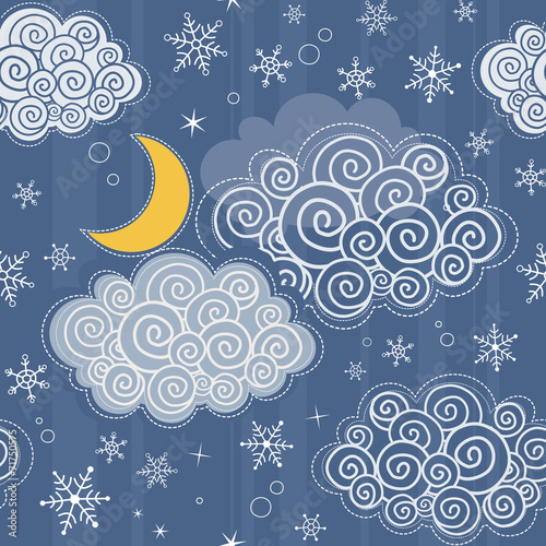 Seamless pattern with winter sky