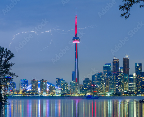 lightning over  Toronto Downtown Skyline