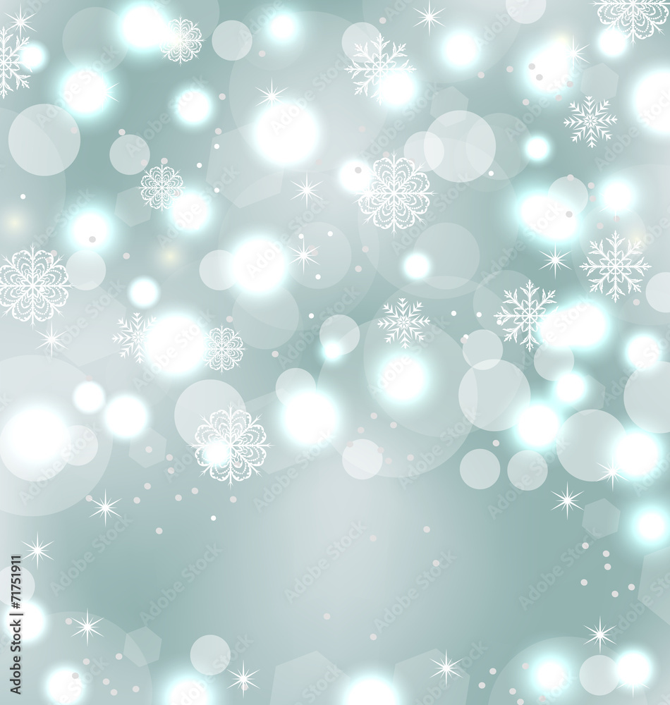 Christmas cute wallpaper with sparkle, snowflakes, stars