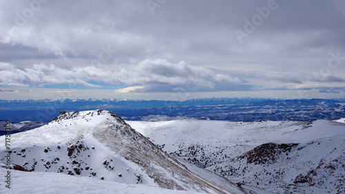 Scenery view of Pikes Peak national park, Colorado in the winter photo