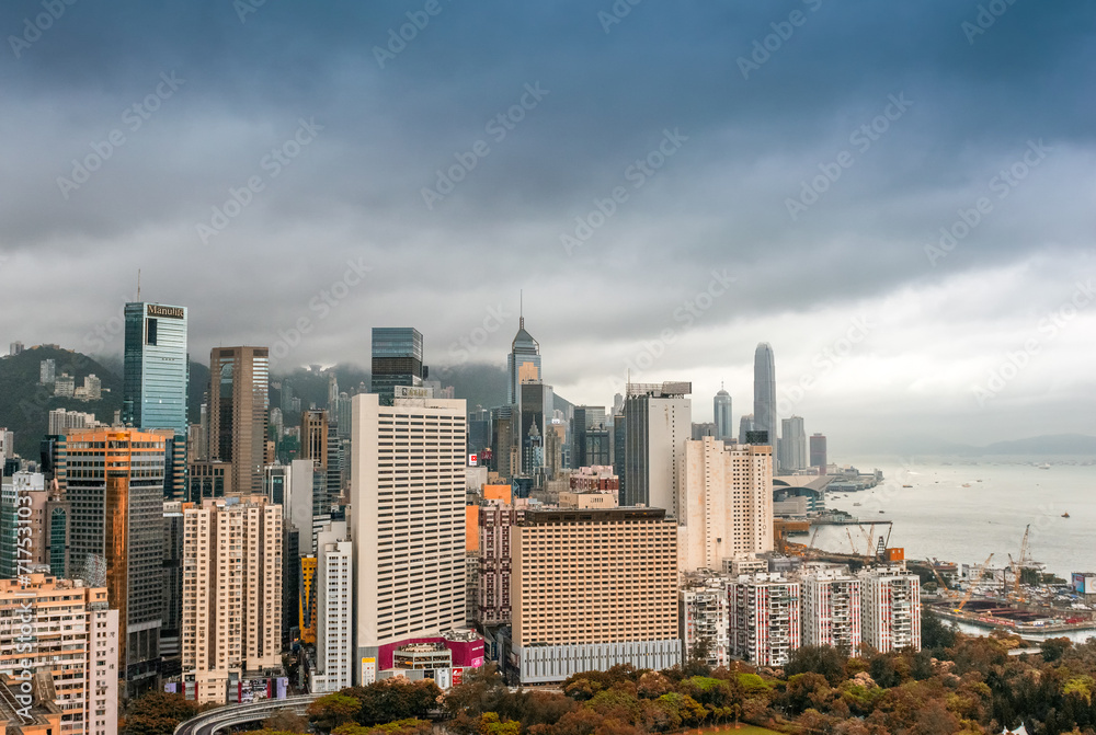 HONG KONG - MAY 5, 2014: Skyline of Hong Kong on a spring day. T