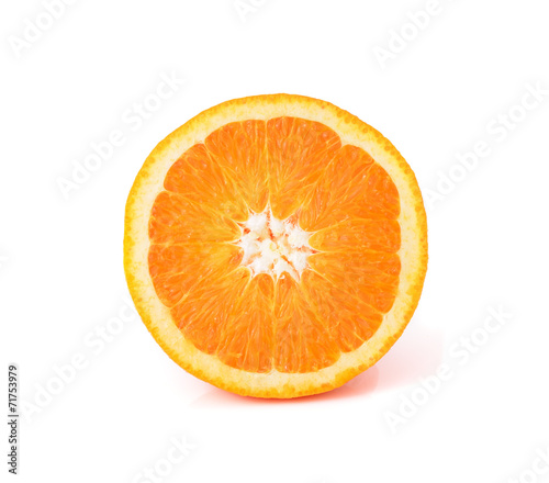 Orange fruit slice on white background