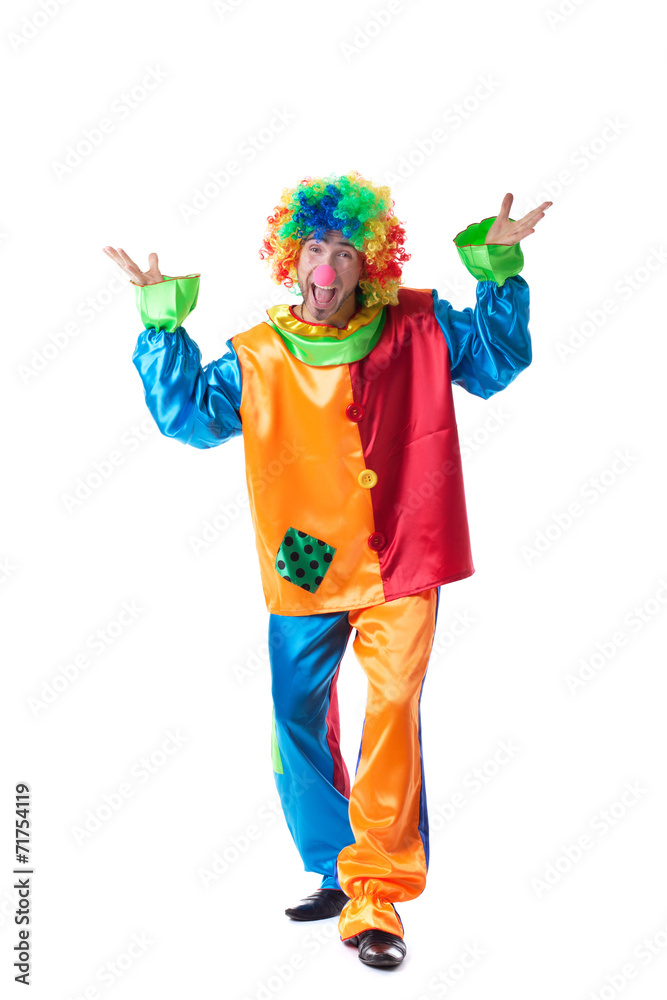 Image of funny man posing in clown costume