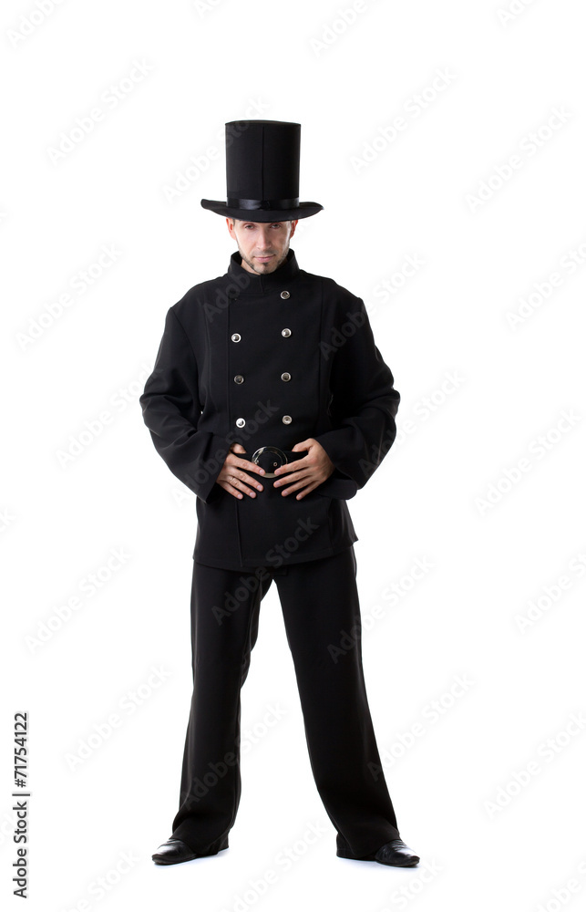 Pretentious man posing dressed as chimney sweep Pretentious man posing dressed as chimney sweep