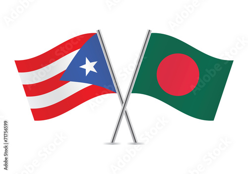 Free Download Puerto Rican and Bangladeshi flags. Vector illustration. - GFXLoad