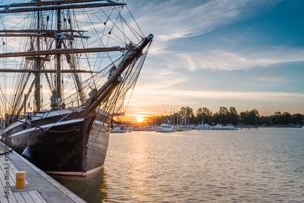 Sailing Ship on Sunrise.