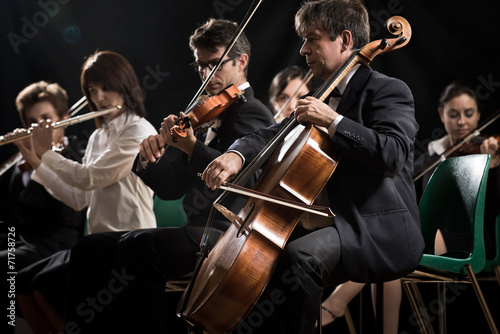 Fototapeta Classical music concert: symphony orchestra on stage