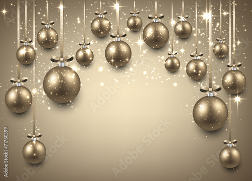 Arc background with golden christmas balls.