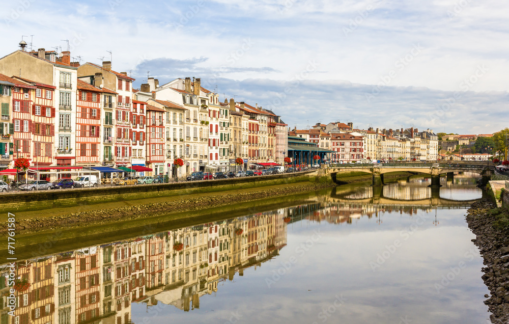 Buildings at the embankment of Bayonne - France, Aquitaine
