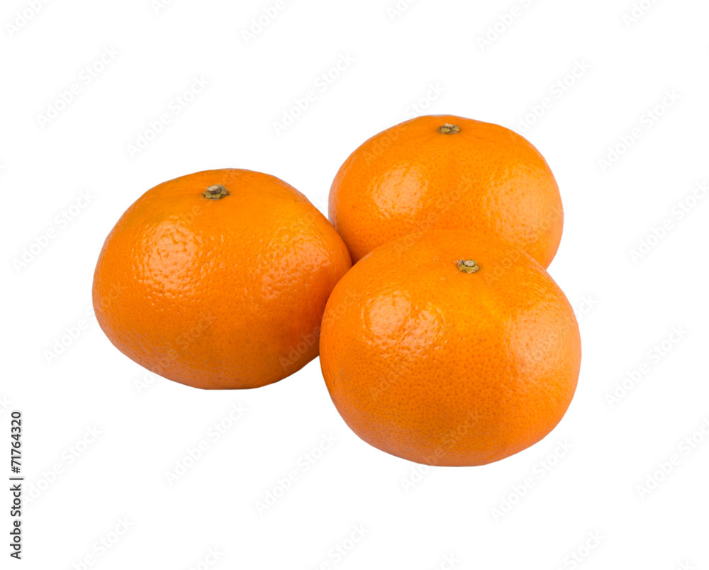 A group of Mandarin orange fruit over white background A group of Mandarin orange fruit over white background