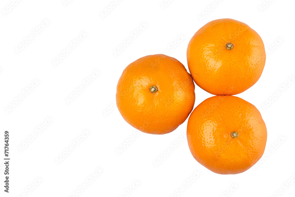 A group of Mandarin orange fruit over white background A group of Mandarin orange fruit over white background