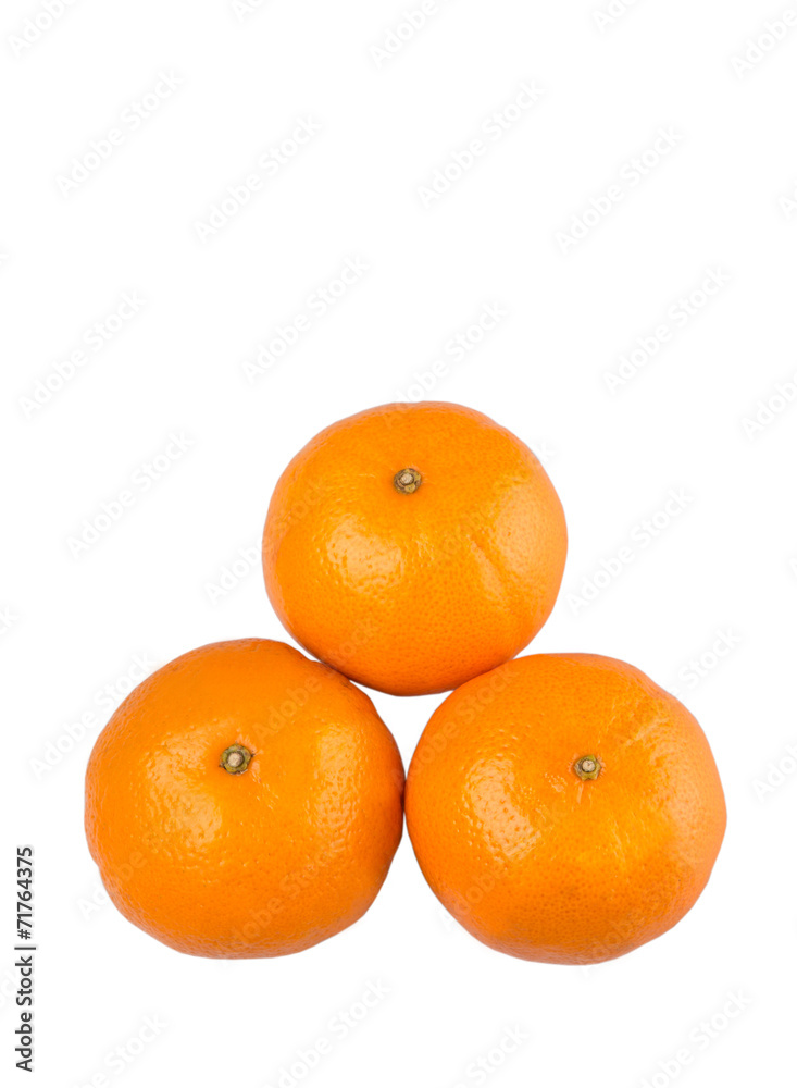 A group of Mandarin orange fruit over white background A group of Mandarin orange fruit over white background