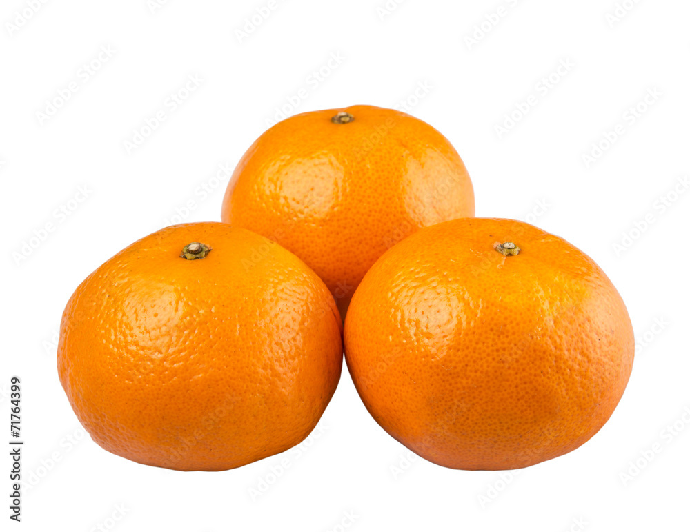 A group of Mandarin orange fruit over white background A group of Mandarin orange fruit over white background
