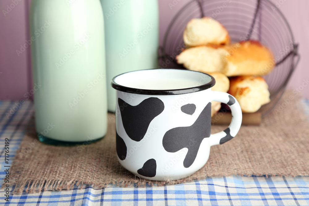 Retro still life with tasty rustic milk, on table Retro still life with tasty rustic milk, on table