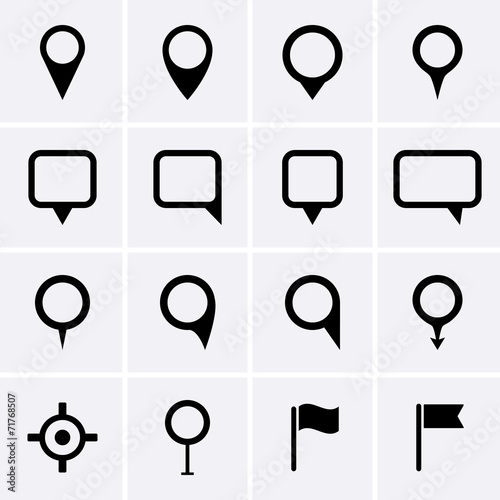 Map pointer icons set