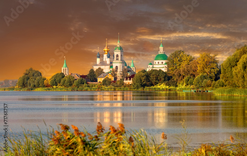 View of Spaso-Yakovlevsky Monastery in Rostov  on a sunset photo
