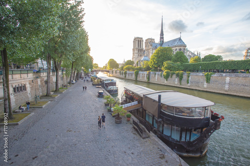 Seine River and The Cathedral of Notre Dame de Paris, France