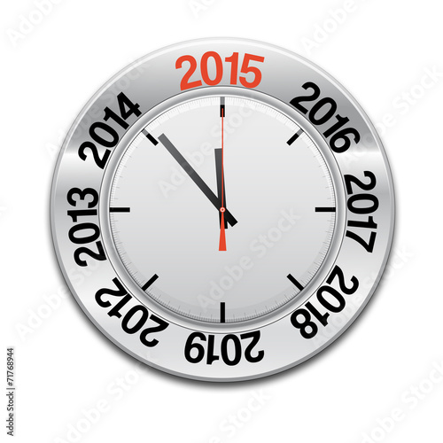 clock icon, red arrow specifies in a 2015 NEW YEAR