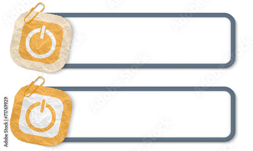 yellow frames with texture crumpled paper and power button