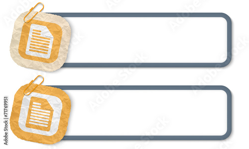yellow frames with texture crumpled paper and document icon