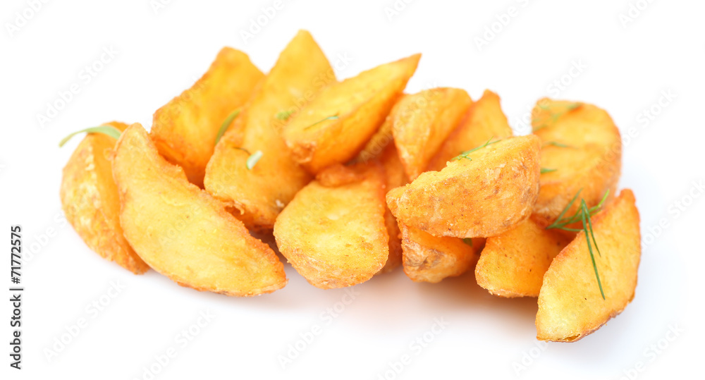 Homemade fried potato isolated on white Homemade fried potato isolated on white