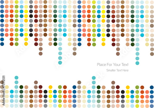 Color vector polka dots background. Trendy colorful circles and lines background with place for text. Copy space.