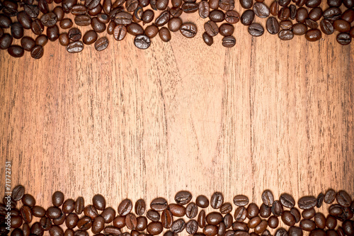 Coffee on teak wooden background, vintage © AEyZRiO