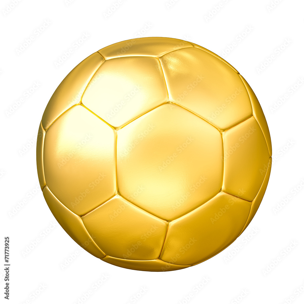 Golden soccer ball isolated