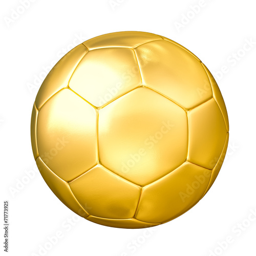 Golden soccer ball isolated