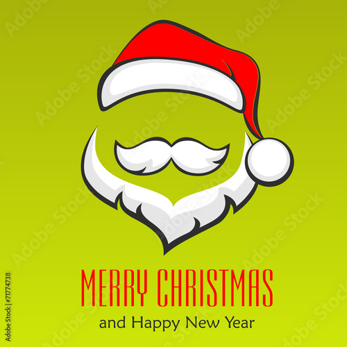 Santa Claus hipster style face on green, vector illustration