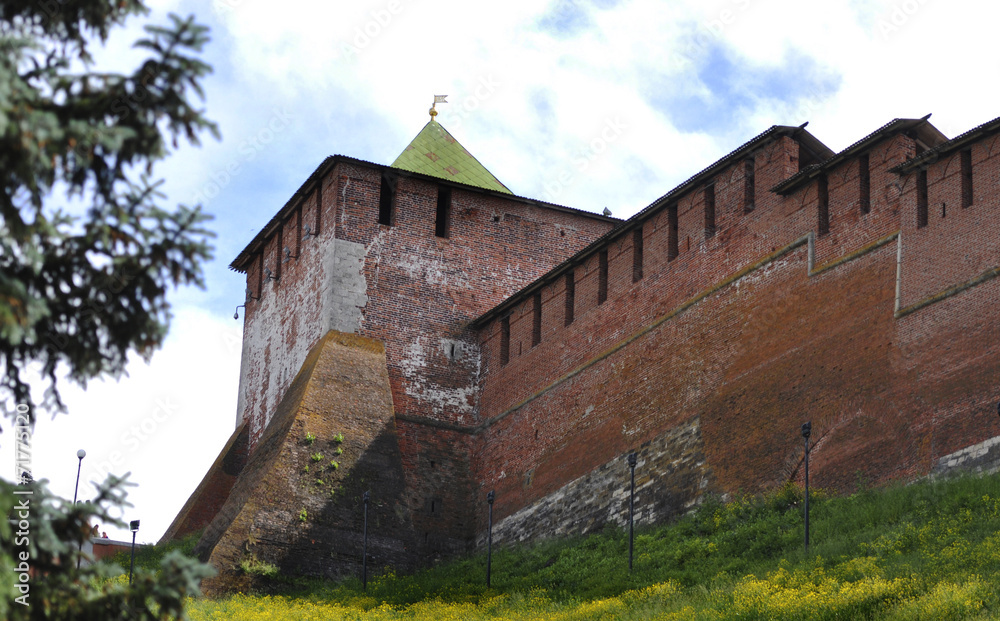 Kremlin wall and tower, Russia, Nizny Novgorod Kremlin wall and tower, Russia, Nizny Novgorod