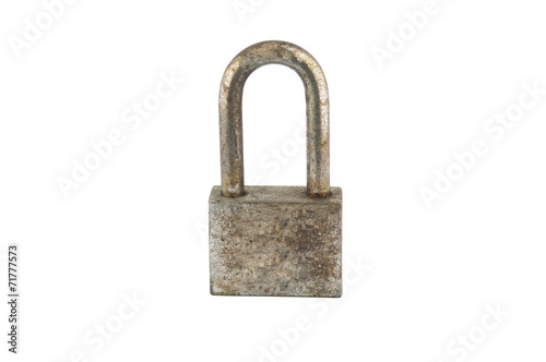 rust iron lock on white