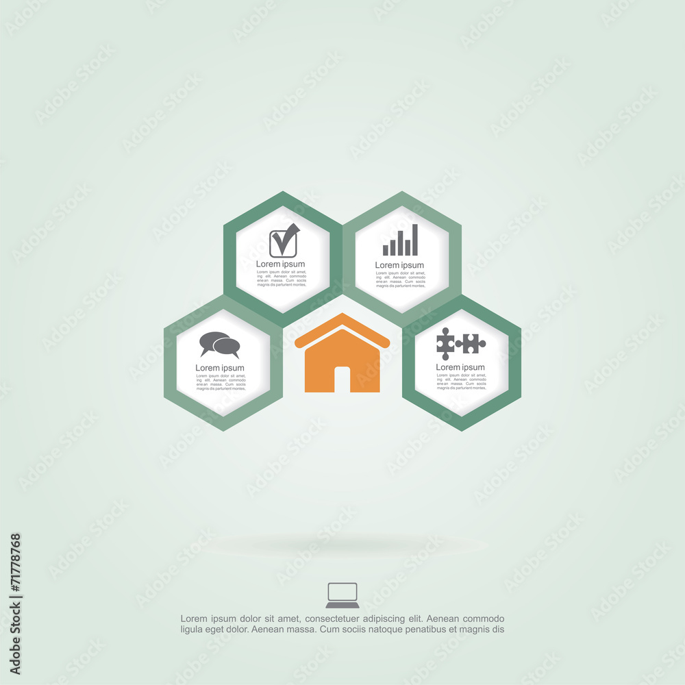 Infographic honeycomb elements with icons. Vector Infographic honeycomb elements with icons. Vector