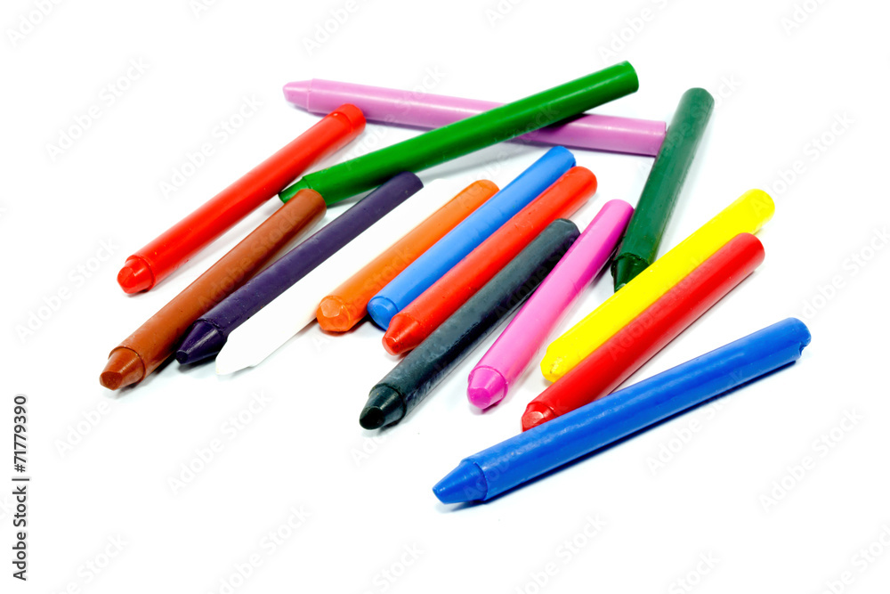 Close up of multicolor crayon pencils