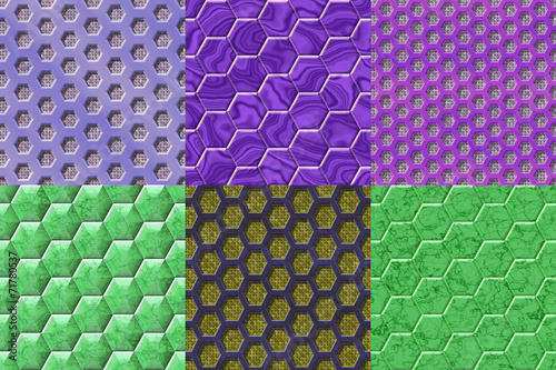 Set of hexacomb tiling seamless generated textures photo