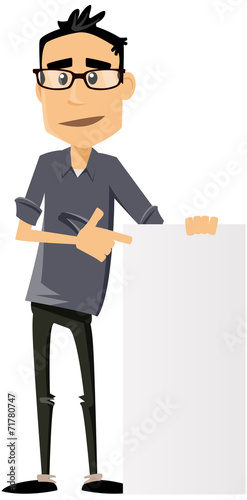 homme moderne avec panneau