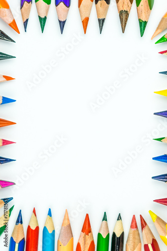 bunch of different and multicolored pencils forming rectangle wi