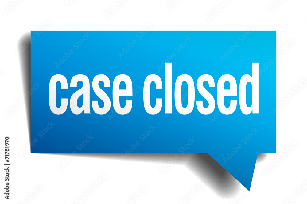 case closed blue 3d realistic paper speech bubble case closed blue 3d realistic paper speech bubble
