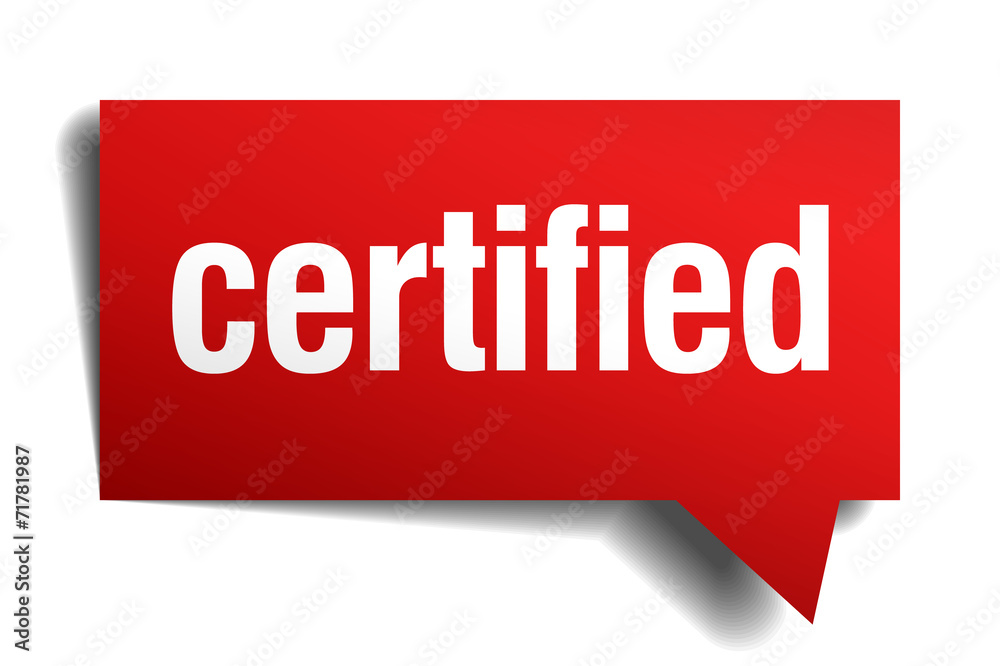 certified red 3d realistic paper speech bubble certified red 3d realistic paper speech bubble