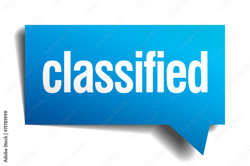 classified blue 3d realistic paper speech bubble classified blue 3d realistic paper speech bubble