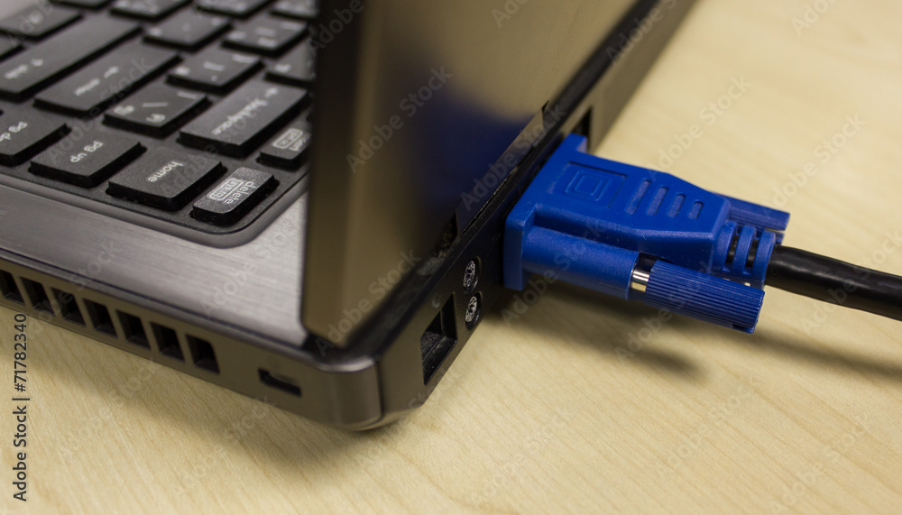 VGA cable connected to laptop