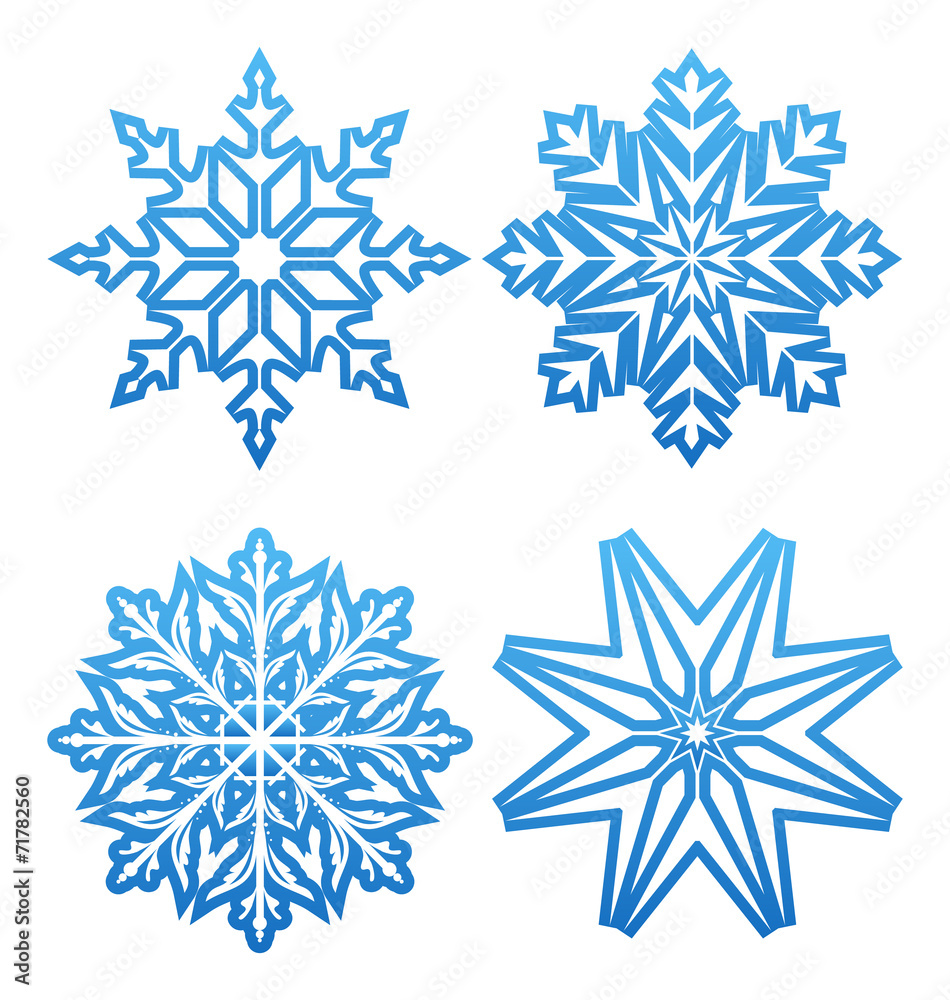 Set of variation snowflakes isolated Set of variation snowflakes isolated