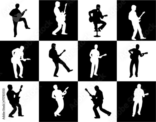 guitar player silhouette set