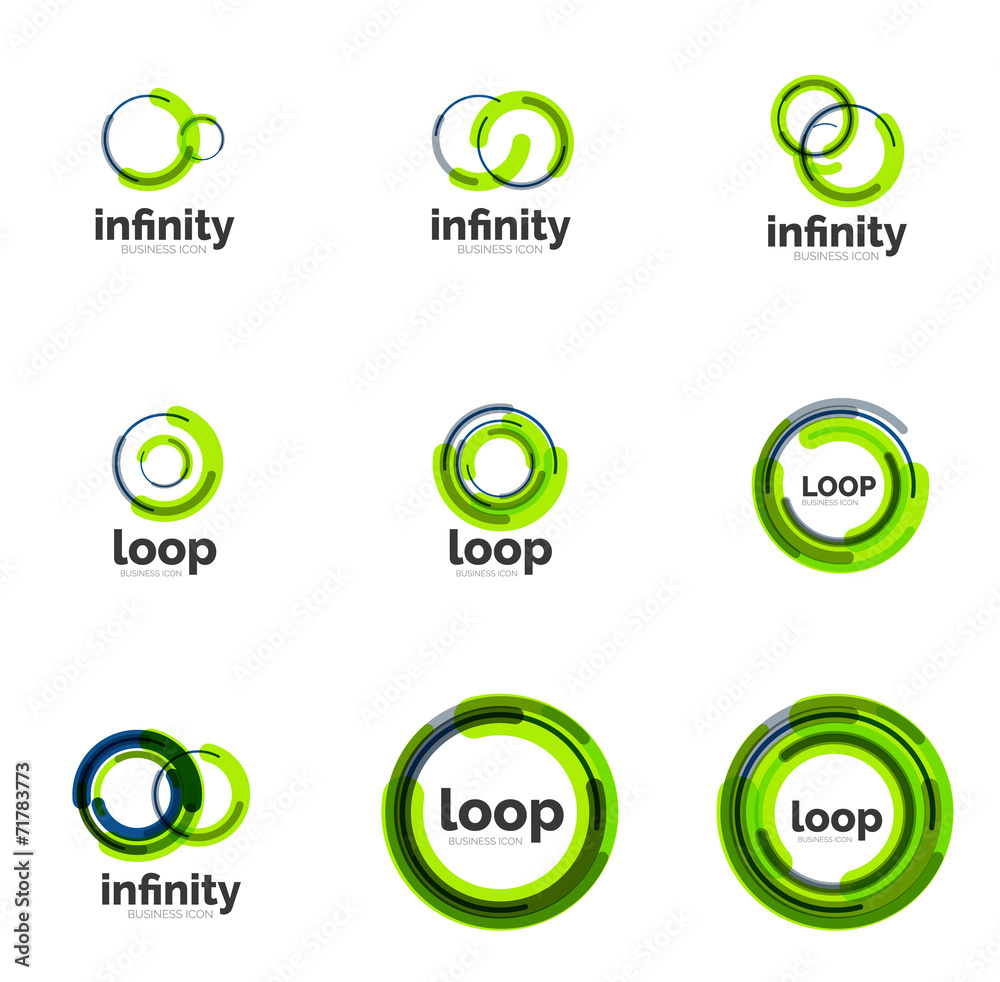 Loop, infinity business icon set