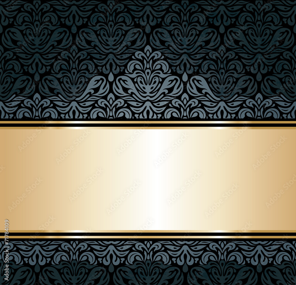Black & gold luxury vintage wallpaper background
