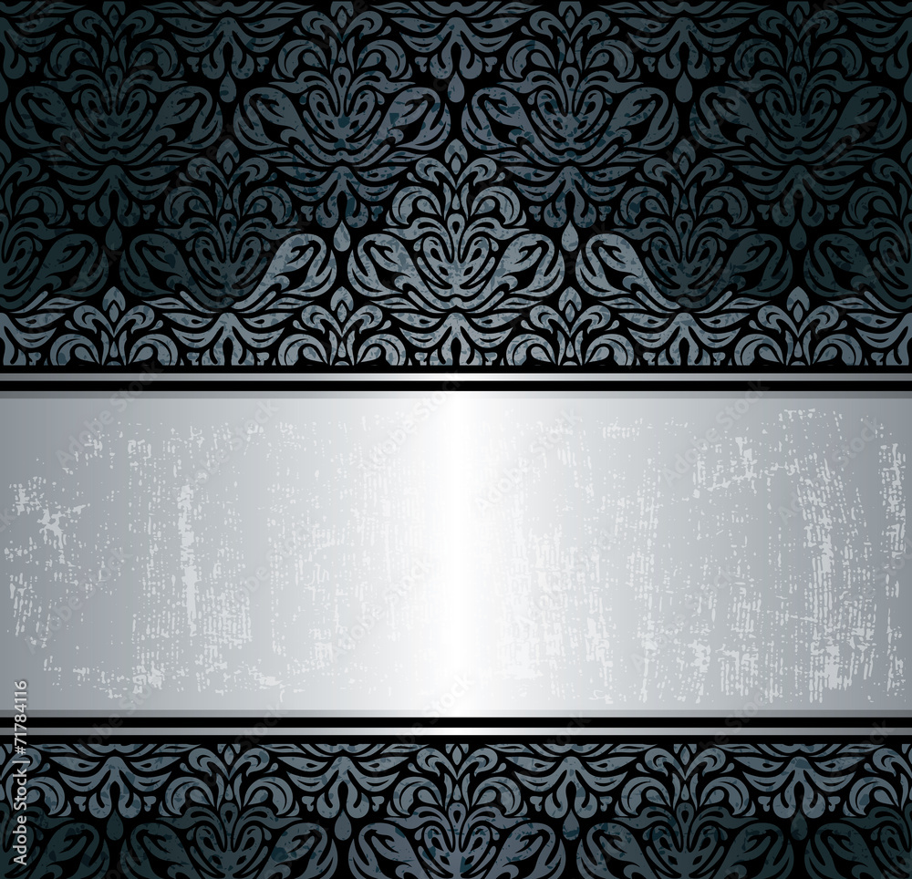 Black & silver luxury vintage wallpaper background Stock Vector | Adobe