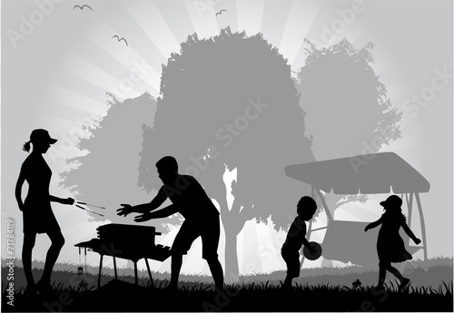 Family picnic in the garden
