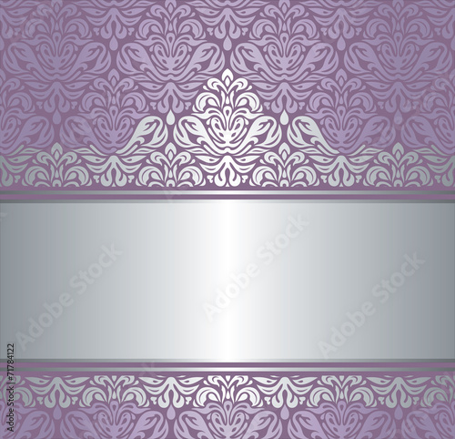 Shiny violet & silver renaissance vintage invitaton background