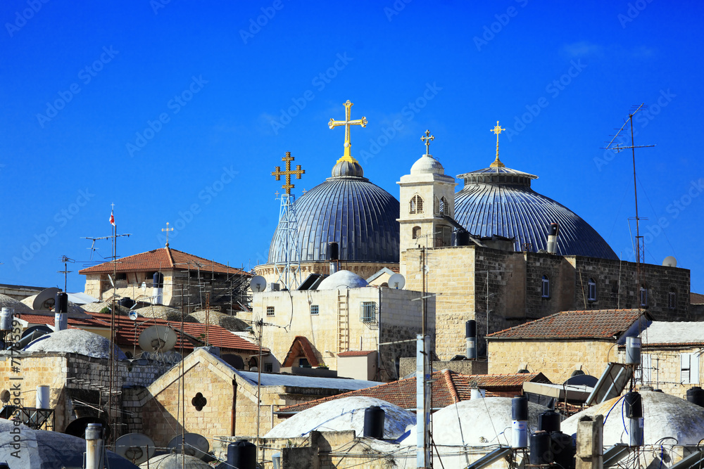 Roofs of Old City with Holy Sepulcher Chirch Dome, Jerusalem